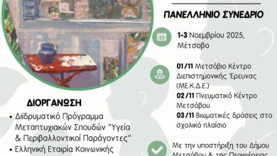 Photo of Συνέδριο: «Περιβάλλον και Παιδί – Προαγωγή Υγείας για ένα Βιώσιμο Αύριο» 1–3 Νοεμβρίου 2025 | Μέτσοβο