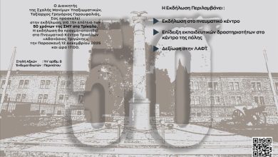 Photo of Εκδήλωση: “50 Χρόνια ΣΜΥ στα Τρίκαλα”